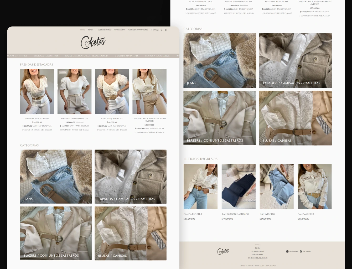 imagenes de muestra de la tienda online 'coketas'