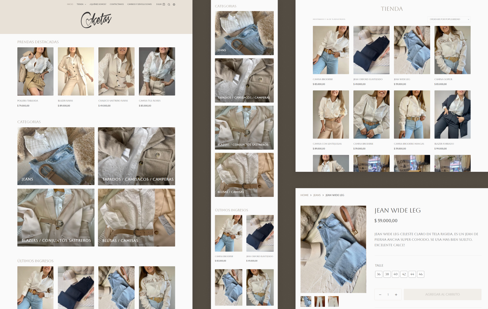 imagenes de muestra de la tienda online 'coketas'