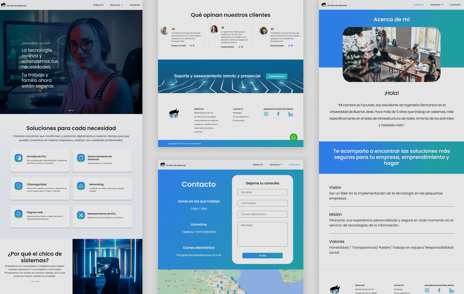 imagenes de muestra de la pagina web 'el chico de sistemas'