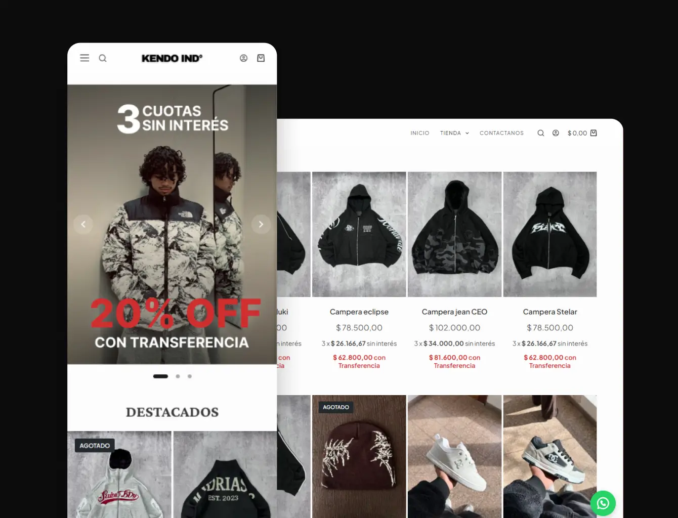 imagenes de muestra de la tienda online 'kendo'