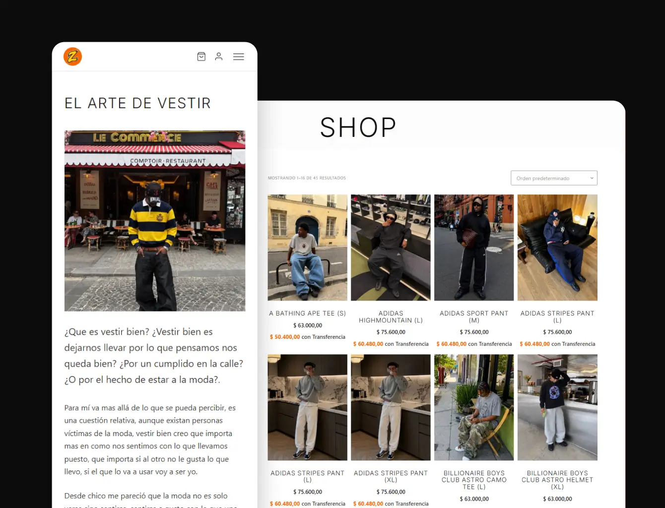 imagenes de muestra de la tienda online 'Zenit Vintage'